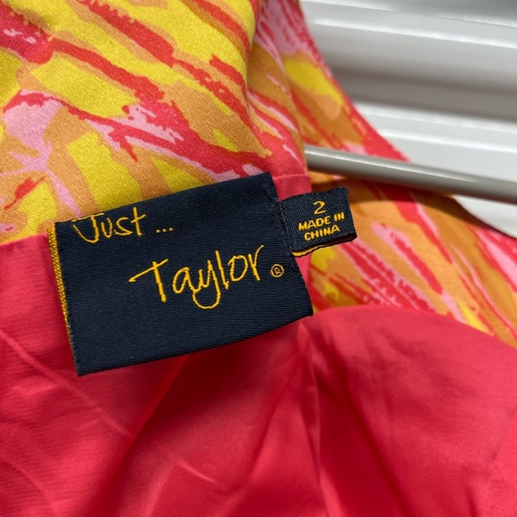 Just...Taylor Orange and Pink Sheath Midi Dress Size 2 - Picture 5 of 6